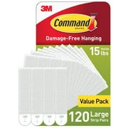 Command Large Picture Hanging Strips, 120 Pairs (240 Command Strips), Damage Free, Use to Hang Dorm Decorations, White