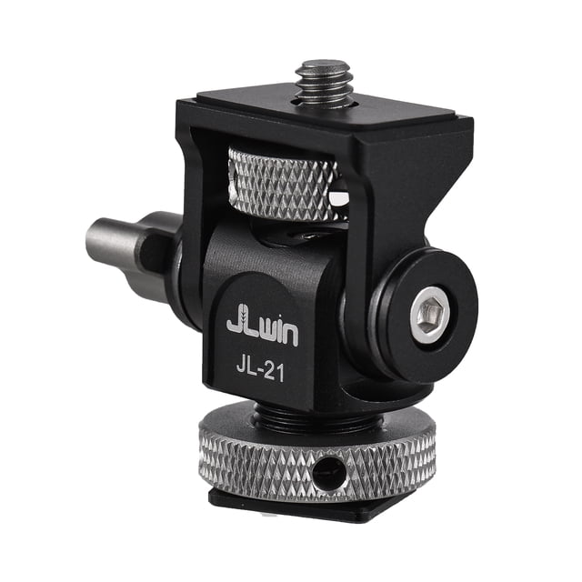 Camera Monitor Mount Bracket with Cold Shoe Field Monitor Mount Holder Aluminum Alloy 1/4 Inch Screw Tilt Adjustable for 5 Inch & 7 Inch Monitors LED Light Flash