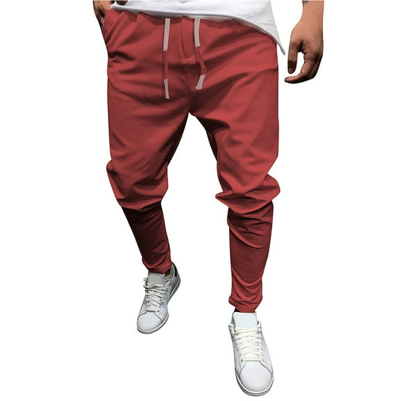 YUGYXL Mens Joggers Tapered Pants Lounge Big and Tall Sweatpants with Pockets Drawstring Loose Fit Hiking Pant High Waist Trousers Outdoor Trouser Red XXXXL