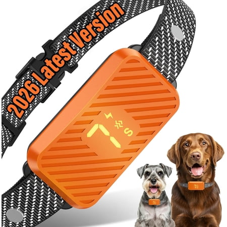 Dog Bark Collar for Large Medium Small Dogs Effective No-Bark Collar Smart Barking Collar 2026 Upgraded Bark Collar with 7 Sensitivity 3 Modes Orange