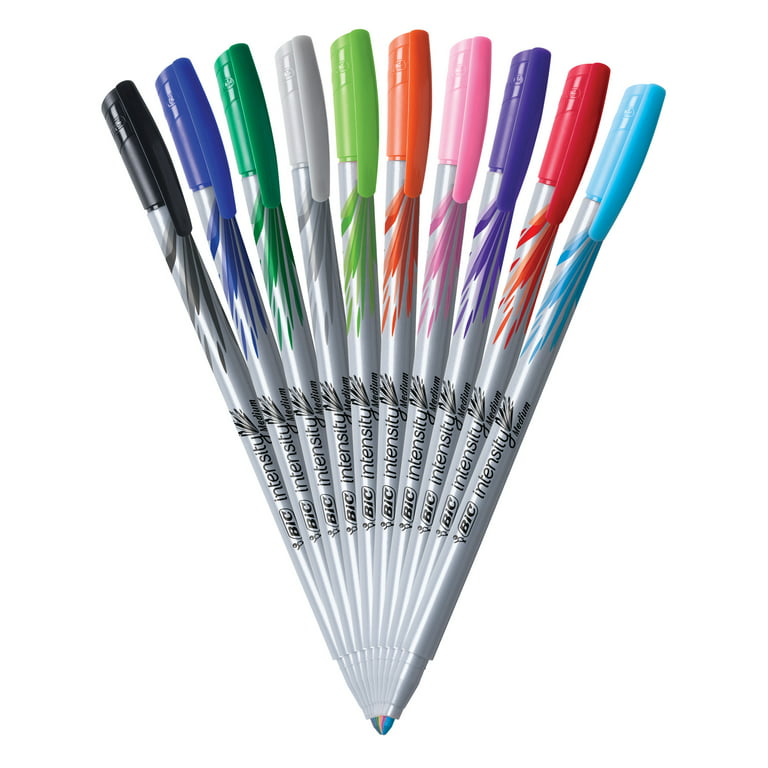 BIC Intensity Medium Felt Tip Pens Medium Point (0.8 mm) - Assorted  Colours, Pack of 12