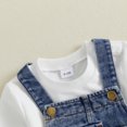 thumbnail image 6 of Cjfdfy Toddler Baby Boy Girl Denim Overalls Fall Outfit Solid Color Long Sleeve T-shirt And Denim Overalls 2-piece Set Little Baby Casual Fall Coming Home Clothes 9M-3Y, 6 of 9