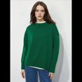 thumbnail image 4 of Suéteres Ligeros, Suaves y de Cuello Redondo para Mujer, Lisos, para Otoño e Invierno Verde Oscuro M, 4 of 6