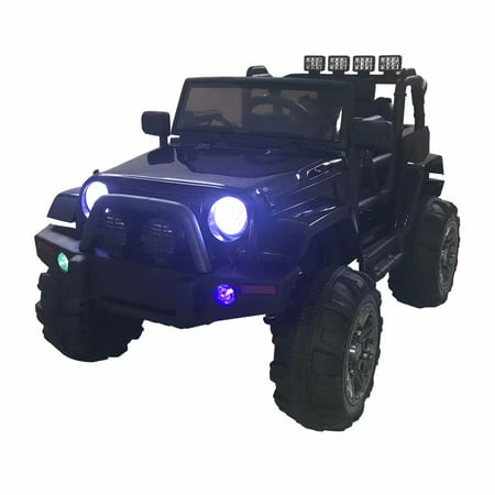 12V Kids Battery Powered Ride On Car Jeep w/ Parent Control, LED Lights, MP3 Player, 3 Speeds ,Black, Best for Boy Christmas (Best Electric Violin Player)