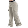 thumbnail image 1 of Pantalones Deportivos de Mujer, Estilo Cargo, de Pierna , Holgados, Ideales para Otoño, para el Trabajo y para Viajar. Caqui L, 1 of 8