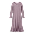 thumbnail image 4 of Bxsruta Womens Long Sleeve Midi Dress Ribbed Crew Neck Casual Pleated Dresses for Women, 4 of 6