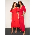 thumbnail image 6 of Roaman's Women's Plus Size Flutter Sleeve V-Neck Fit And Flare Bi-Stretch Maxi Dress, 6 of 6