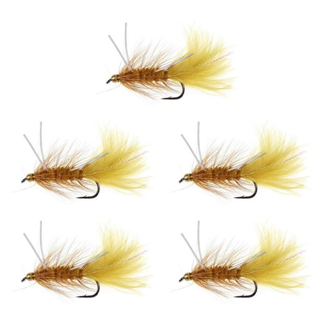 5PCS Gold Bead Black Fritz Trout Fly, Lures Fishing B Flies K0J2