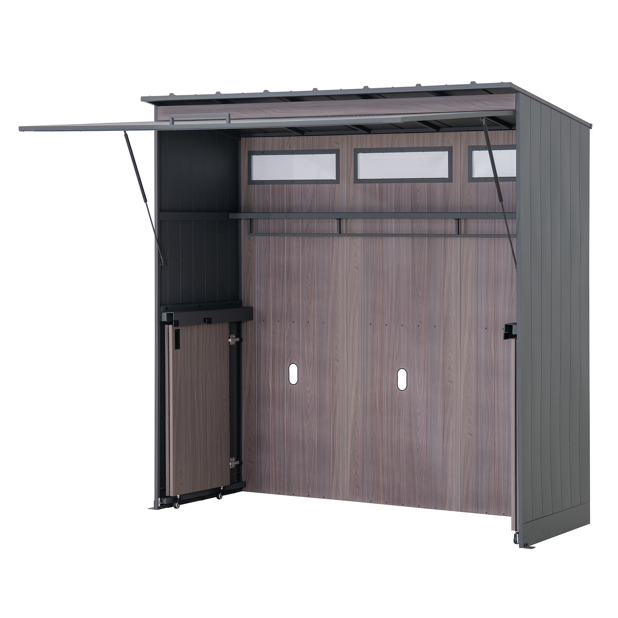 Sunjoy 7 x 3 Pi. Station de Cuisine Extérieure Station de Barbecue avec Porte Supérieure Relevable et Portes Coulissantes Pliantes pour un espace compact