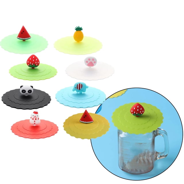 8 Tapas de Silicona Reutilizables para Tazas de Café, Bebidas Calientes Y Frías, , Duraderas para Cerveza, Vino, Bebida, Hogar, Al Aire Libre Estilo D perfecl cubierta de la taza de café