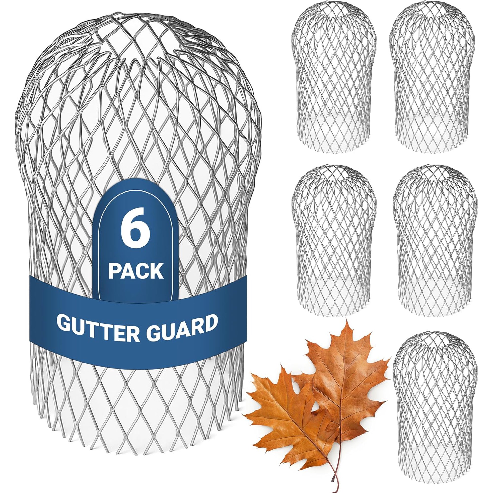 Gutter Guard (6 Pack) Leaf Filter Gutter Strainer & Downspout Guard - Better Than Roof Gutter Screen - Mesh Leaf Guards With Up To 4in Diameter - Gutter Drain Cover & Gutter Down Spout Rain Protector