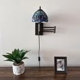 thumbnail image 6 of Tiffany Style Sconce Lamp Plug In Swing Arm Blue Green Stained Glass LED Bulb Included 13”W*8”D*15”H, 6 of 8