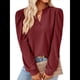 thumbnail image 3 of Blusas para Mujer, Elegantes, Informales, con Cuello en V, Larga, Blusas para Mujer con Mangas Abullonadas Vino Tinto L, 3 of 10