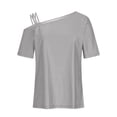 thumbnail image 5 of Womens Cold Off Shoulder Tops 2026 Summer Sexy Casual Cute Short Sleeve Loose Fit Tunic T Shirts Blouses, 5 of 6