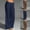 Dark Blue, variant on Jacenvly wide leg pants for women Extra Long Mid Waisted Plain Trousers for Women Cotton Linen Solid Pants High Waist Loose Casual