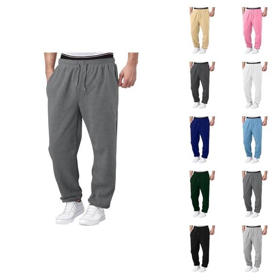 Mens Sweatpants 2026 Trendy Elastic Waist Drawstring Wide Leg Relaxed Fit Casual Pants Trousers with Pockets