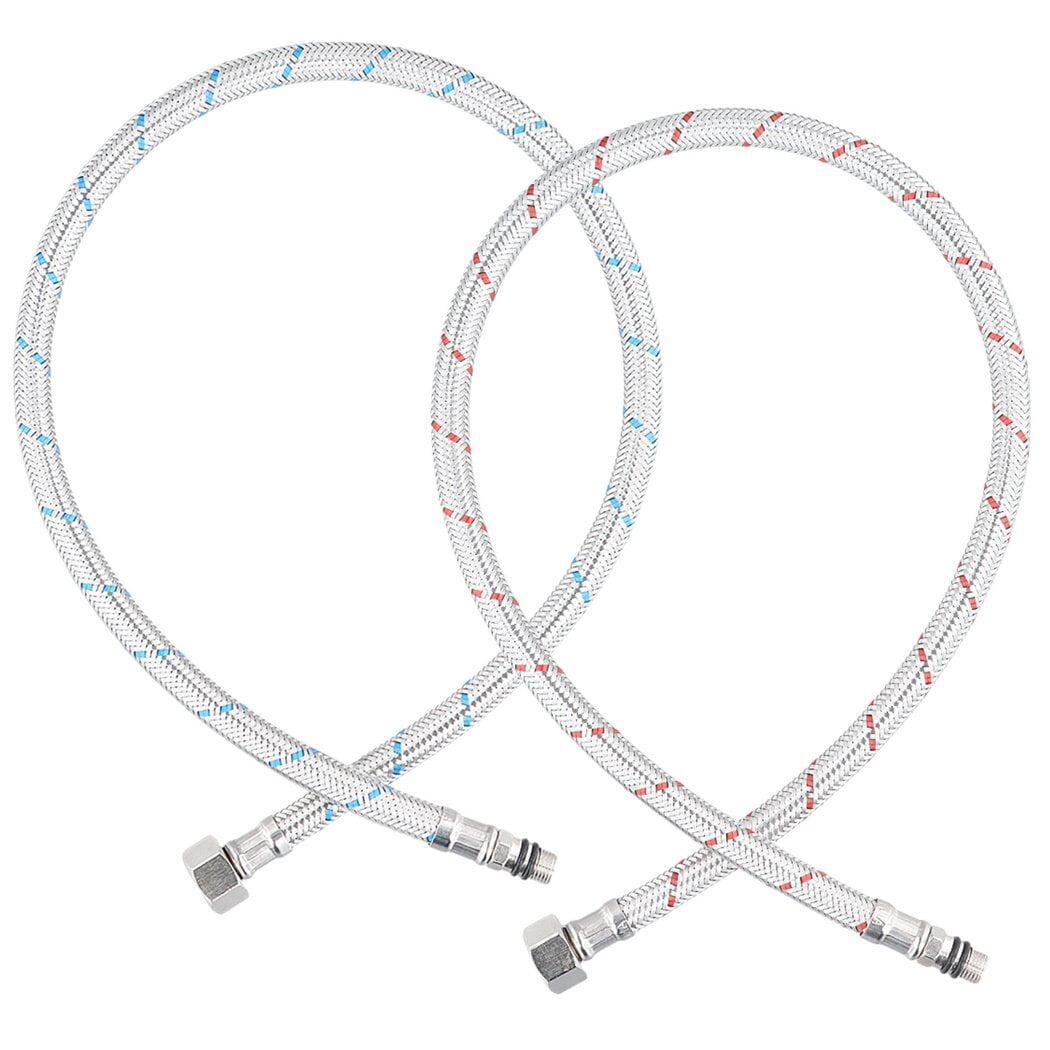 Faucet Supply Hose Connector, G1/2 Female M10x1 Male, 1 Pair Braided Stainless Steel Connection Hoses for Hot & Cold Water, Flexible Tap Hoses for Water Sink, Water Heater, Toilet, 70cm/27.6in