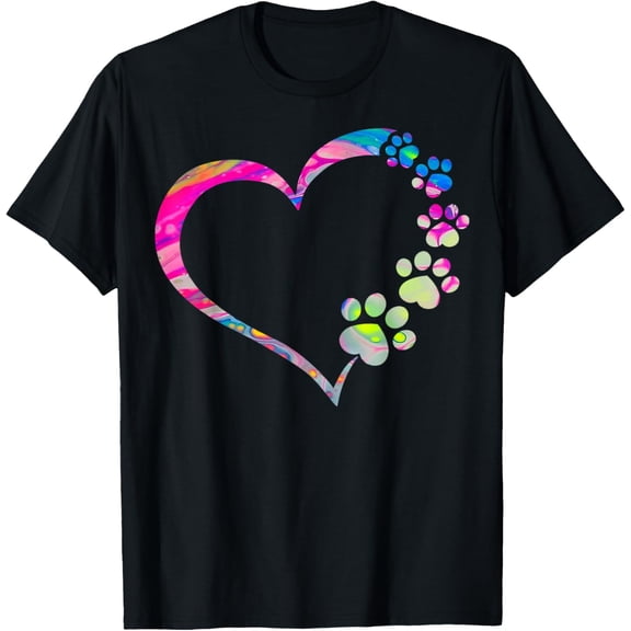 Exquisite and comfortable-Tie Dye Design - Dog Mom Dad Puppy Love Dogs Paw Print Heart T-Shirt