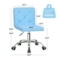 thumbnail image 3 of VECELO PU Leather Armless Office Chair with Wide Seat, Adjustable Height Mid-Back Task Chair, 360° Rolling Swivel Vanity Chair for Home Office,Blue, 3 of 9