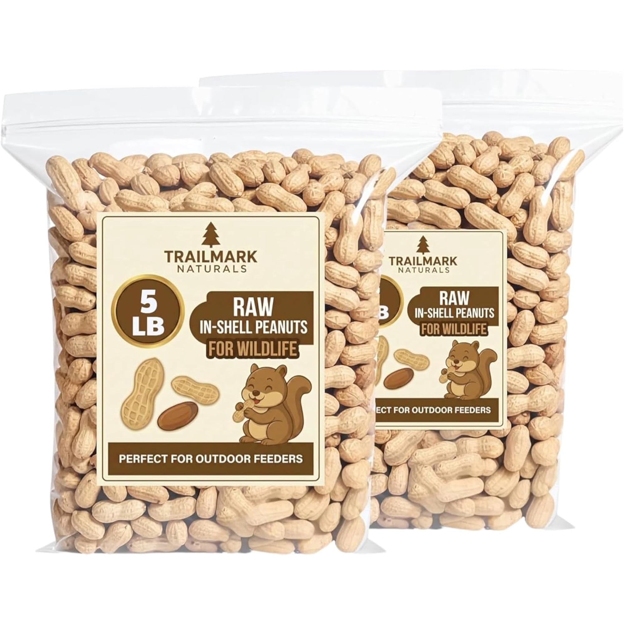 Trailmark Naturals 2 Pack of 5 LB Raw Peanuts in Shell, Squirrel and Bird Food, 10 Lbs