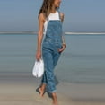 thumbnail image 2 of Women's Denim Bib Overalls Jumpsuit - Adjustable Straps, Side Buttons, Multi-Pocket Design - Casual Slim Fit, Suitable for All Seasons, 2 of 6