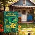 thumbnail image 2 of Happy St. Patricks Day Shamrock Garden Flag Double Sided 12 x 18 Inch Green Hat with Clovers Decorative Garden Yard Flags for Home Decor, 2 of 6
