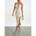 thumbnail image 3 of KelaJuan Women Slip Dress, Sleeveless Backless Slit Dress Hollowed Drawstring Summer Long Dress for Cocktail Party, 3 of 6