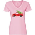 thumbnail image 3 of Inktastic Christmas Vintage Truck with Christmas Tree Women's V-Neck T-Shirt, 3 of 5