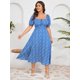 thumbnail image 4 of Vestido de verano de talla grande para mujer SCOMCHIC Azul Floral, 4 of 6