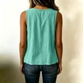 thumbnail image 4 of Dwellite Cotton Linen Flowy Tank Tops for Women Plus Size Sleeveless Shirts Oversized Tops Summer Casual Loose Fit Crewneck Blouse Mint Green S, 4 of 6