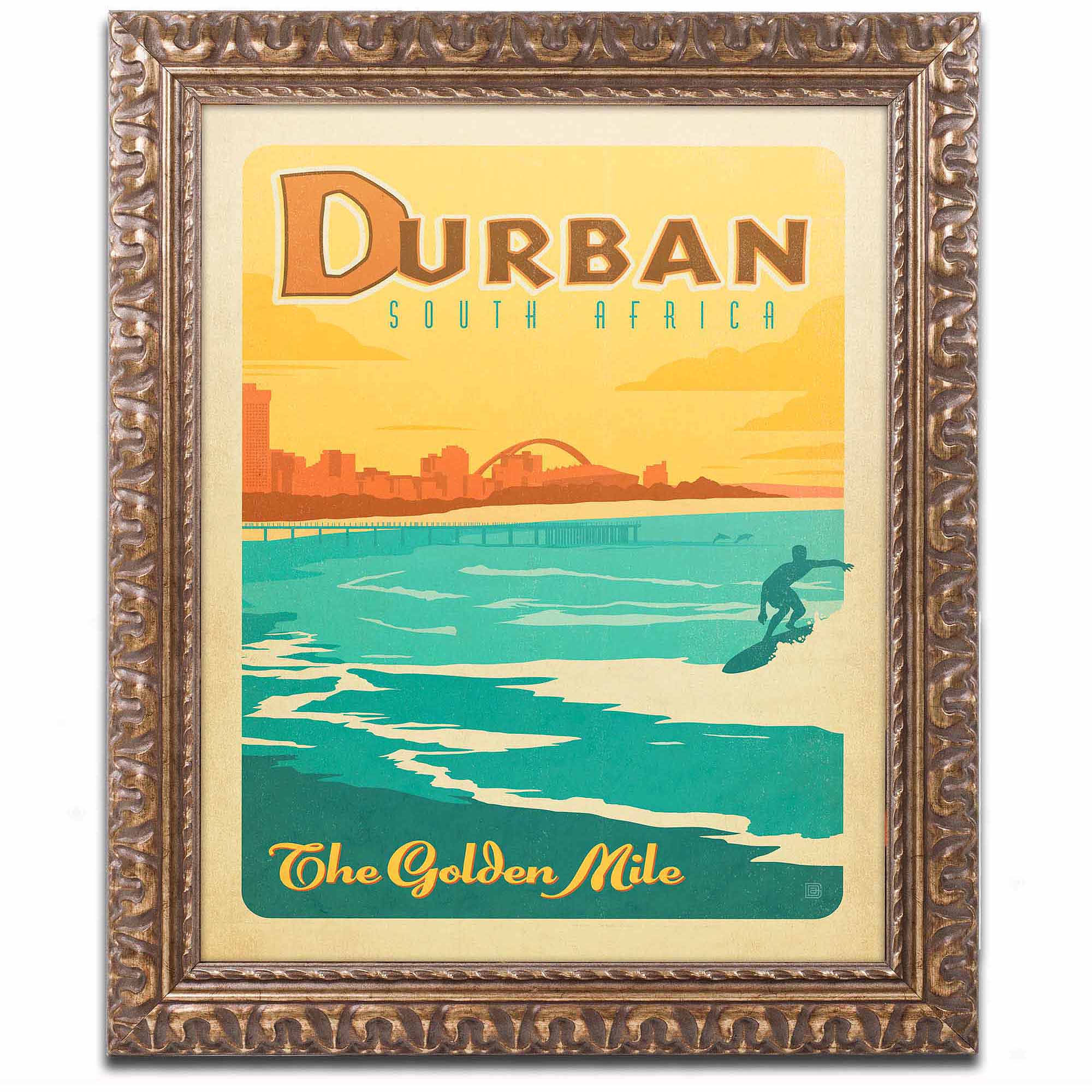 Trademark Fine Art "Durban, South Africa" by Anderson Design Group, Gold Ornate Frame