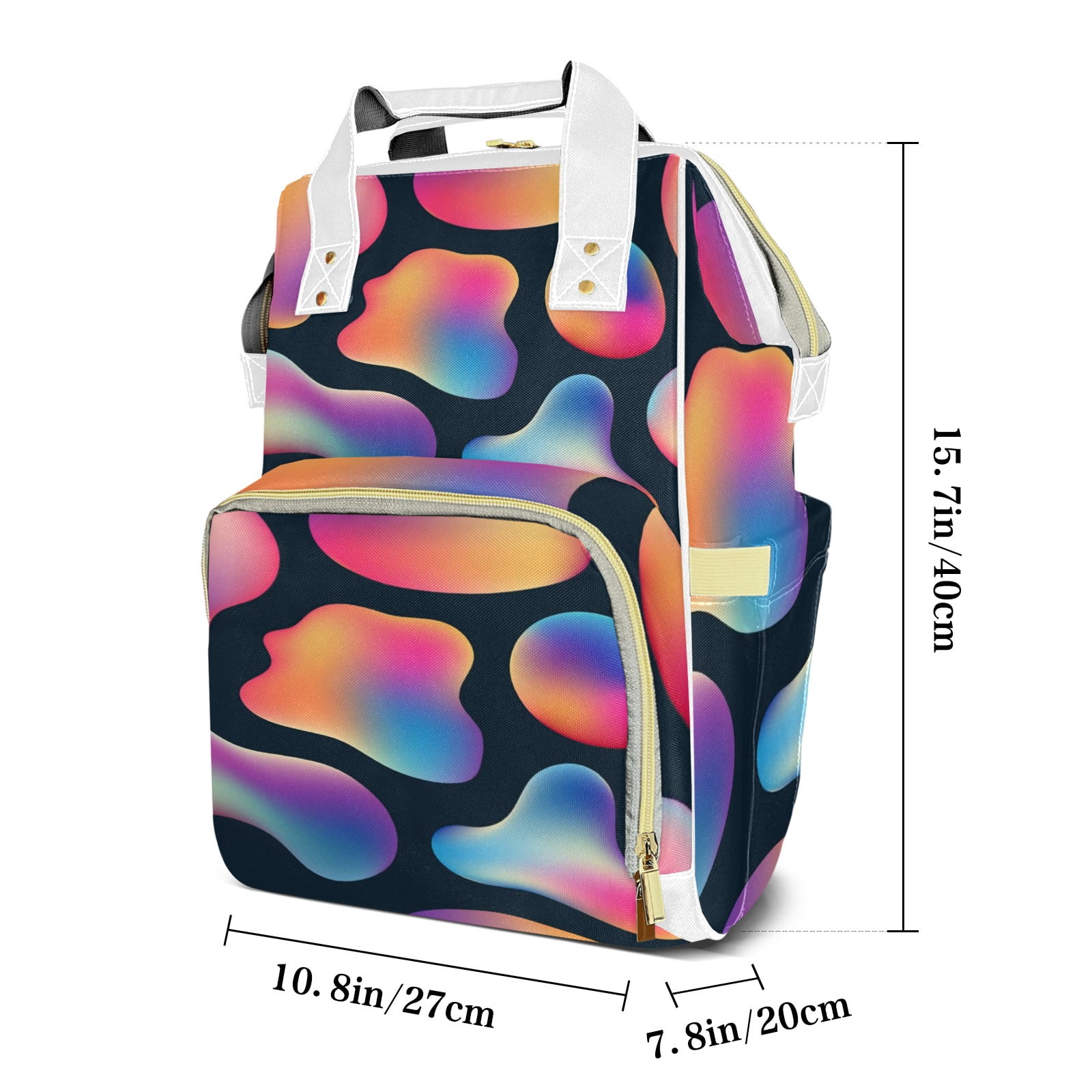 Abstract 3d Fluid Bubbles Diaper Backpack – Large Capacity, Insulated Baby Bottle Pocket, Multifunctional Mommy Bag for Boys & Girls