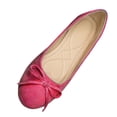 thumbnail image 2 of ZunFeo Womens Ballet Flats Hot Pink Velvet Slip On Loafers Comfortable Casual Shoes with Bow Round Toe,Size 9, 2 of 7