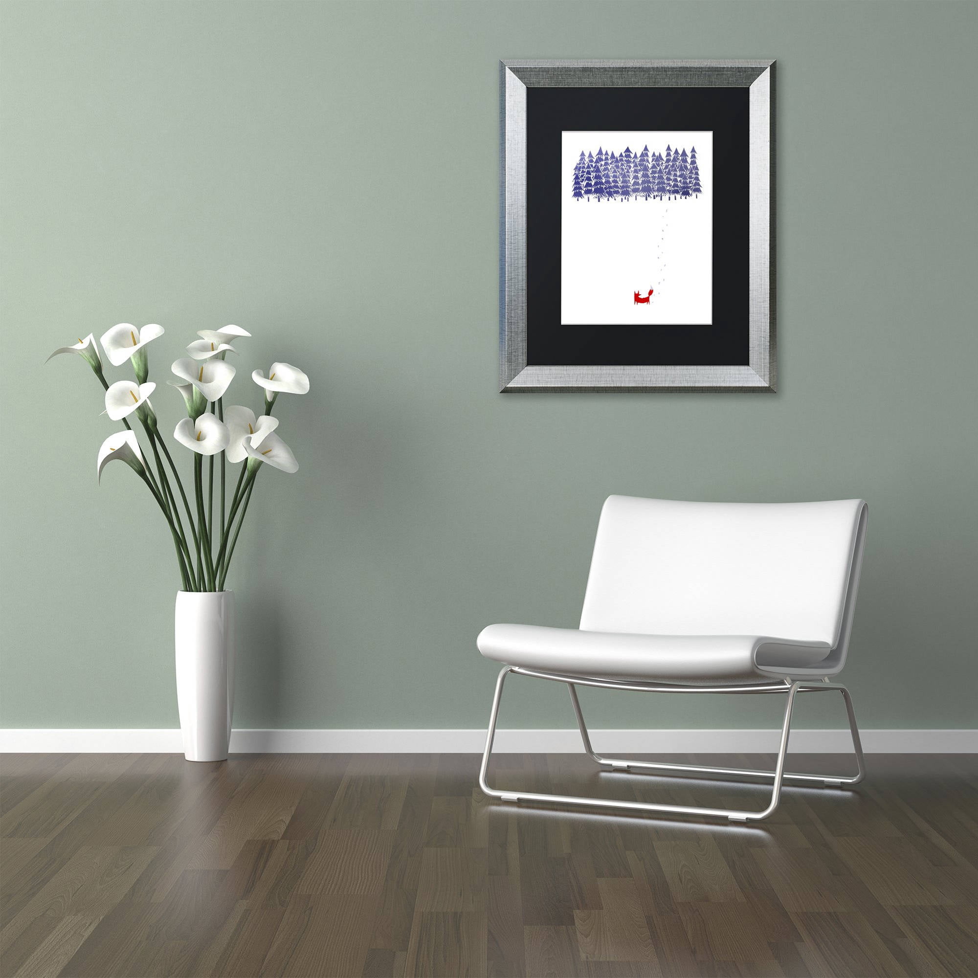 Trademark Fine Art 'Alone In The Forest' Canvas Art by Robert Farkas, Black Matte, Silver Frame