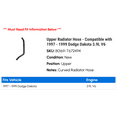 thumbnail image 2 of Upper Radiator Hose - Compatible with 1997 - 1999 Dodge Dakota 3.9L V6 1998, 2 of 2