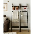 thumbnail image 7 of Blanket Ladder Shelf for Living Room, Decorative Wood Quilt Rack with 4 Hooks, 6-Tier,Black, 7 of 7