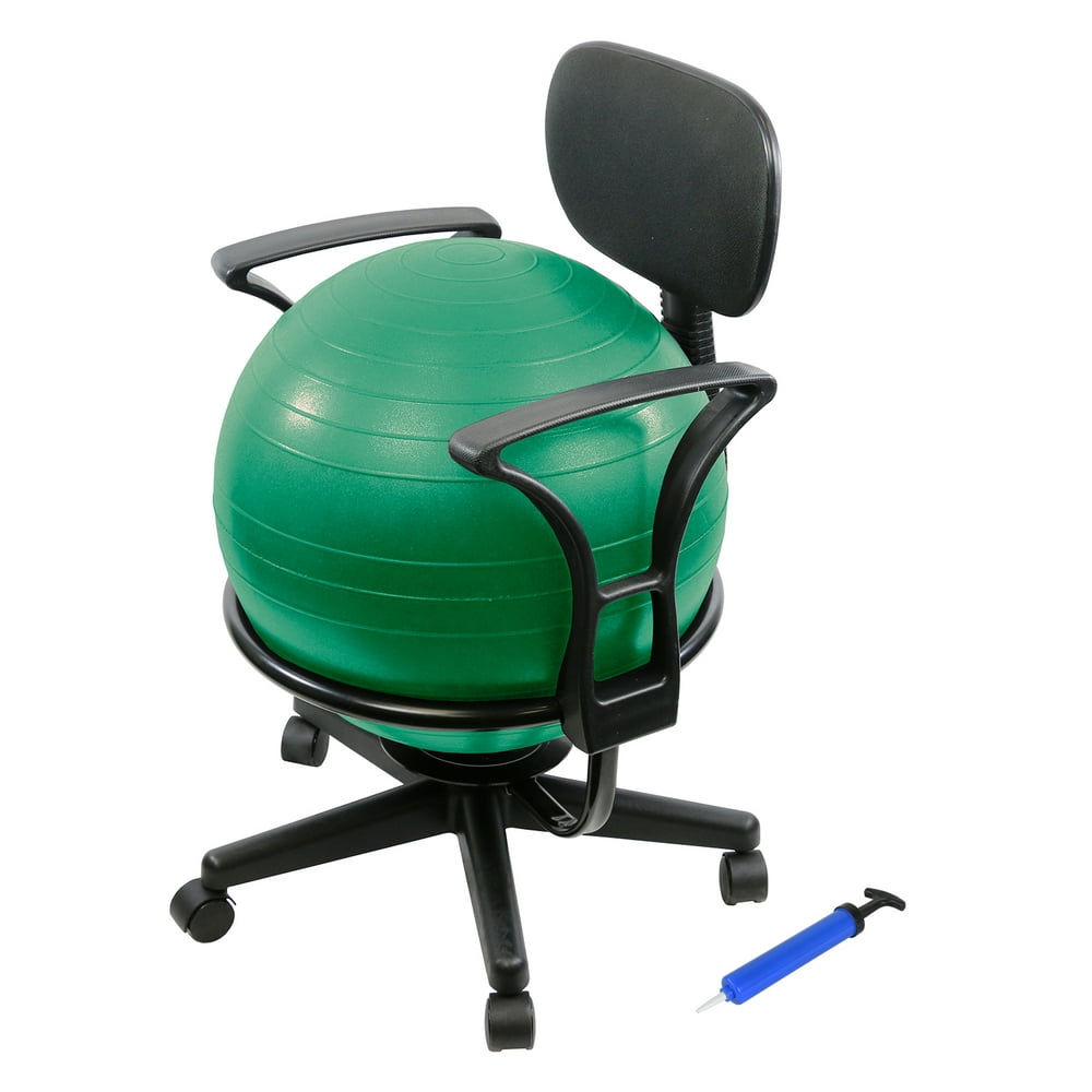 CanDo® Ball Chair - Metal - Mobile - with Back - with Arms - with Green