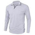 thumbnail image 4 of Golf Shirts for Men Long Sleeve T-Shirts Mens Casual Solid Color Pullover V Neck Collared Breathable Office Work Tees Tops Fall, 4 of 6