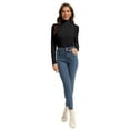 thumbnail image 4 of Women's Long Sleeve Mock Turtleneck Tops Casual Slim Fitted Lightweight Under Layer Pullover Shirts, 4 of 6
