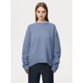 thumbnail image 2 of Women'S Sweater Crew Neck Long Sleeve Pullover Loose Fit Soft Knit Ribbed Hem Fall Winter Outfit Fog Blue One Size, 2 of 7