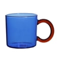 thumbnail image 2 of Taza de café de vidrio con asa, 300 ml, sin vasos, para leche, té, zumo azul, 2 of 8