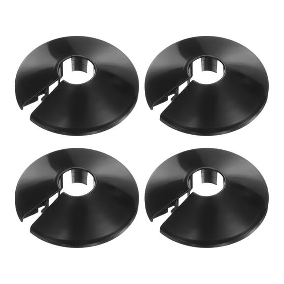 Uxcell 4 Pack Pipe Flange Cover Fit 15mm (0.59")Tube OD - Plastic Radiator Escutcheon Plate Round Wall Split Flange for Kitchen, Bathroom, Toilet Wall Pipe Tube Decoration, Black