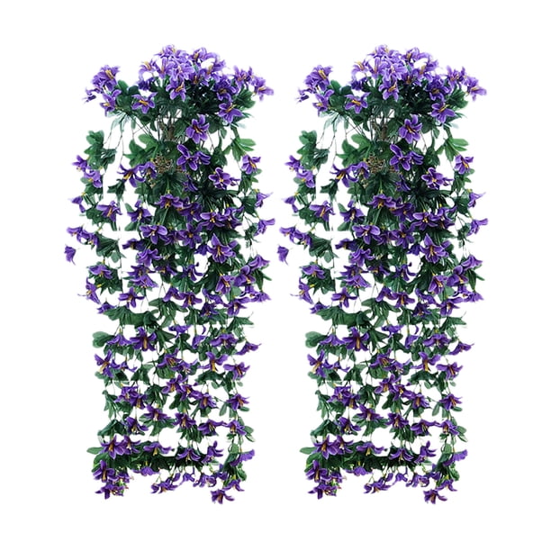 Cesta colgante de pared con flores de lirio artificiales, imitación de ratán, lirio de seda sintética para decoración de interiores y exteriores, hogar, pared, puerta, bodas y fiestas.