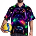 thumbnail image 4 of Game Controller Men's Short Sleeve Button Down Casual Beach Printed Shirts, 4 of 6