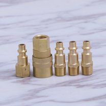 GOOHOCHY 5pcs Solid Brass Quick Coupler Set Air Hose Connector Fittings 1/4" NPT Plug Female Male Tools (Golden)