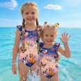 thumbnail image 2 of Swimsuit for Kids Girls Size 6-7 One Piece Swimsuit Summer 1776 American Flag Butterfly Bikini Sets Swim Flutter Sleeve Beach Vacation Happy Festival Bathing Suits Light pink 9-10 Years, 2 of 7