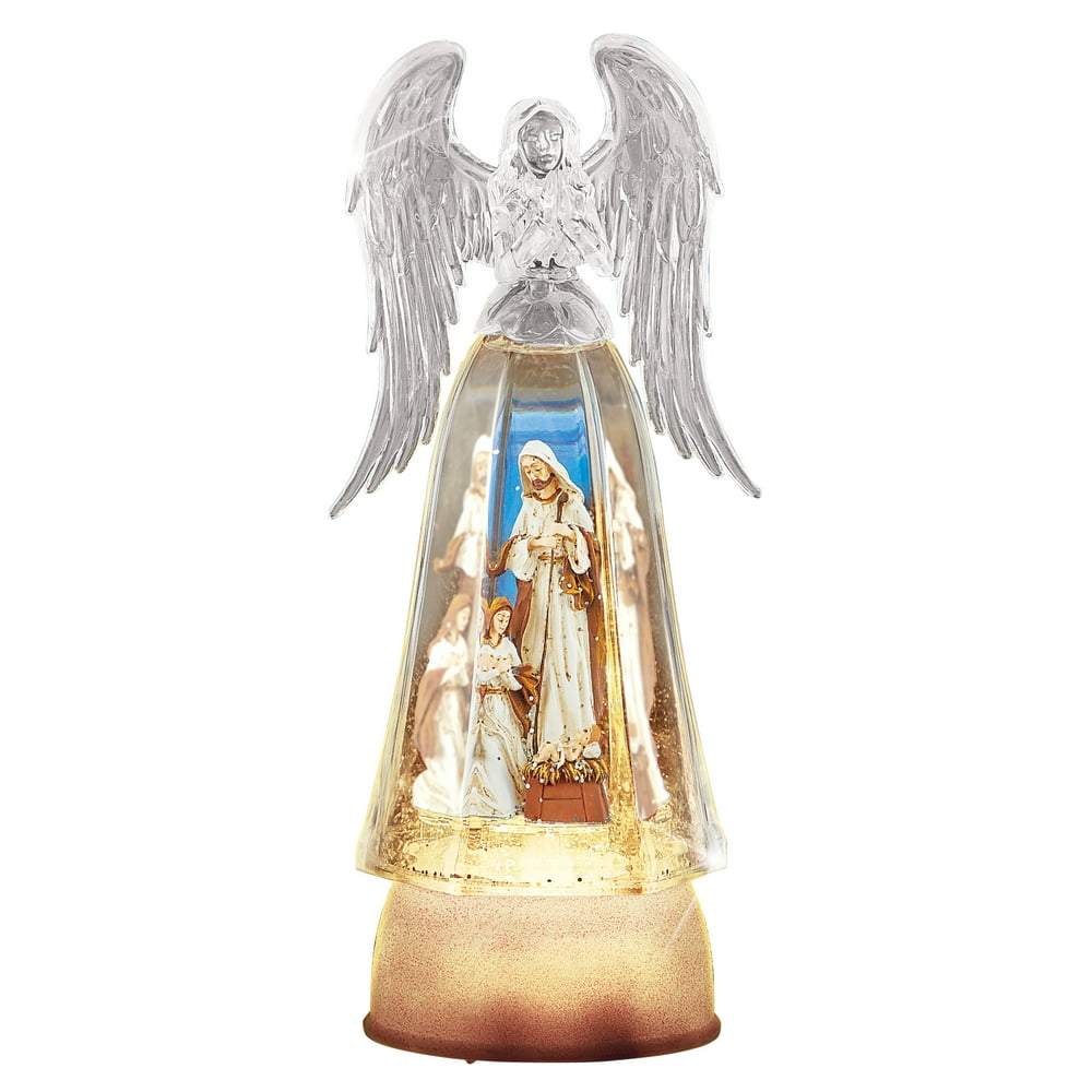 Lighted Angel with Nativity Scene Tabletop Statue Seasonal Holiday