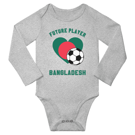 

Future Bangladesh Soccer Player Baby Long Slevve Rompers Bodysuit (Gray 18-24 Months)