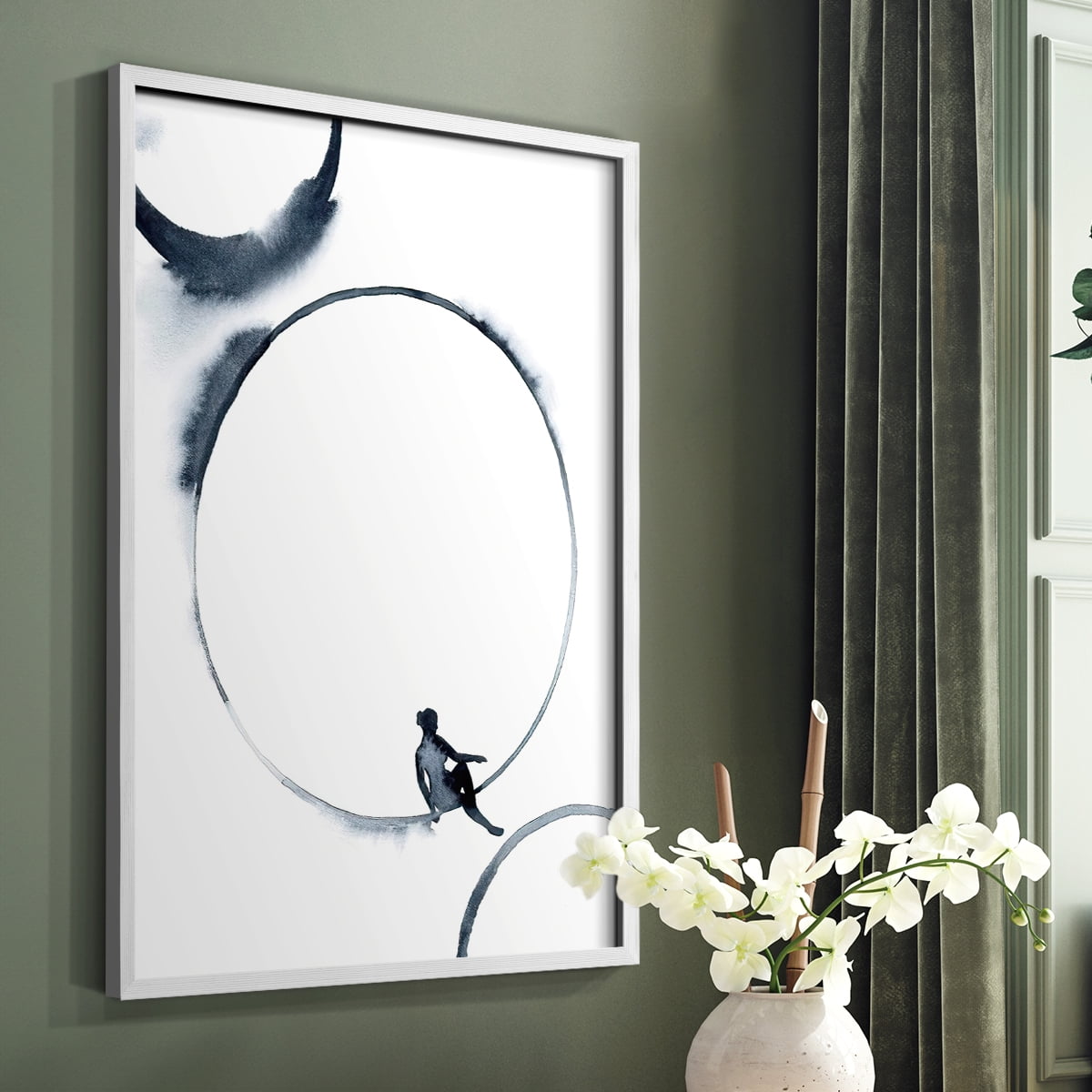 Woman in the Moon I Framed Print - Solid Wood in Single Picture Frame Solid Wood 2 Framed Print