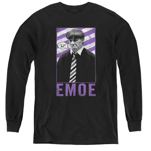 Three Stooges Emoe Youth Long Sleeve Tee Black